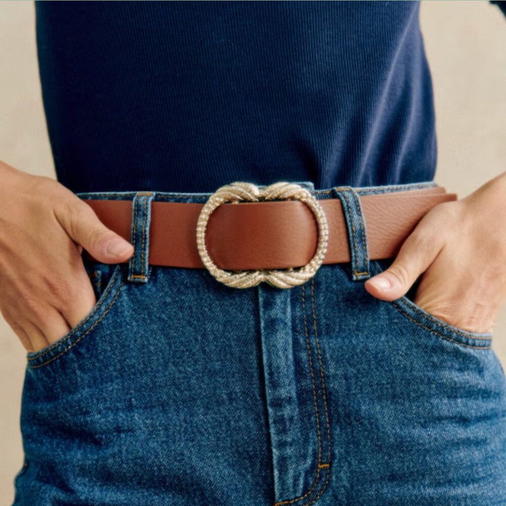 Sézane NWT Artemis Belt in Natural Heritage Leather Size 80